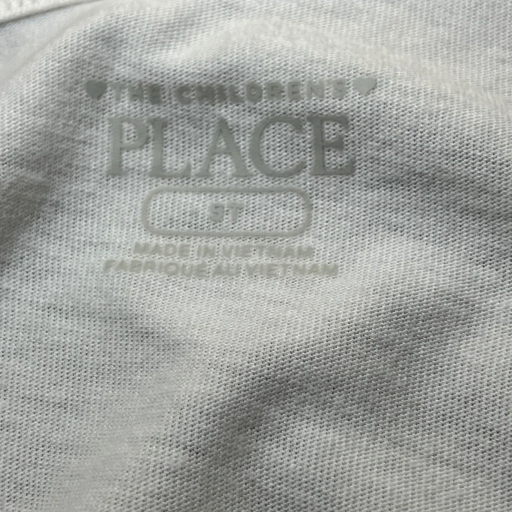 The Childrens Place Girls Size 5 White Long Sleeve Beary Cute Ruffle Shirt